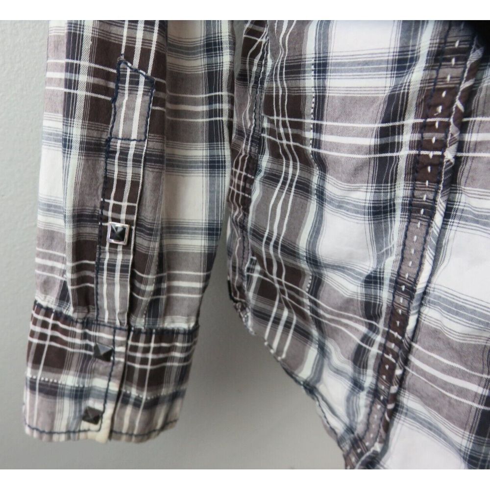 Mens Buckle Black BKE Plaid Size XL Slim Long Sleeve Button‎ Front Snap Buttons - Picture 9 of 14